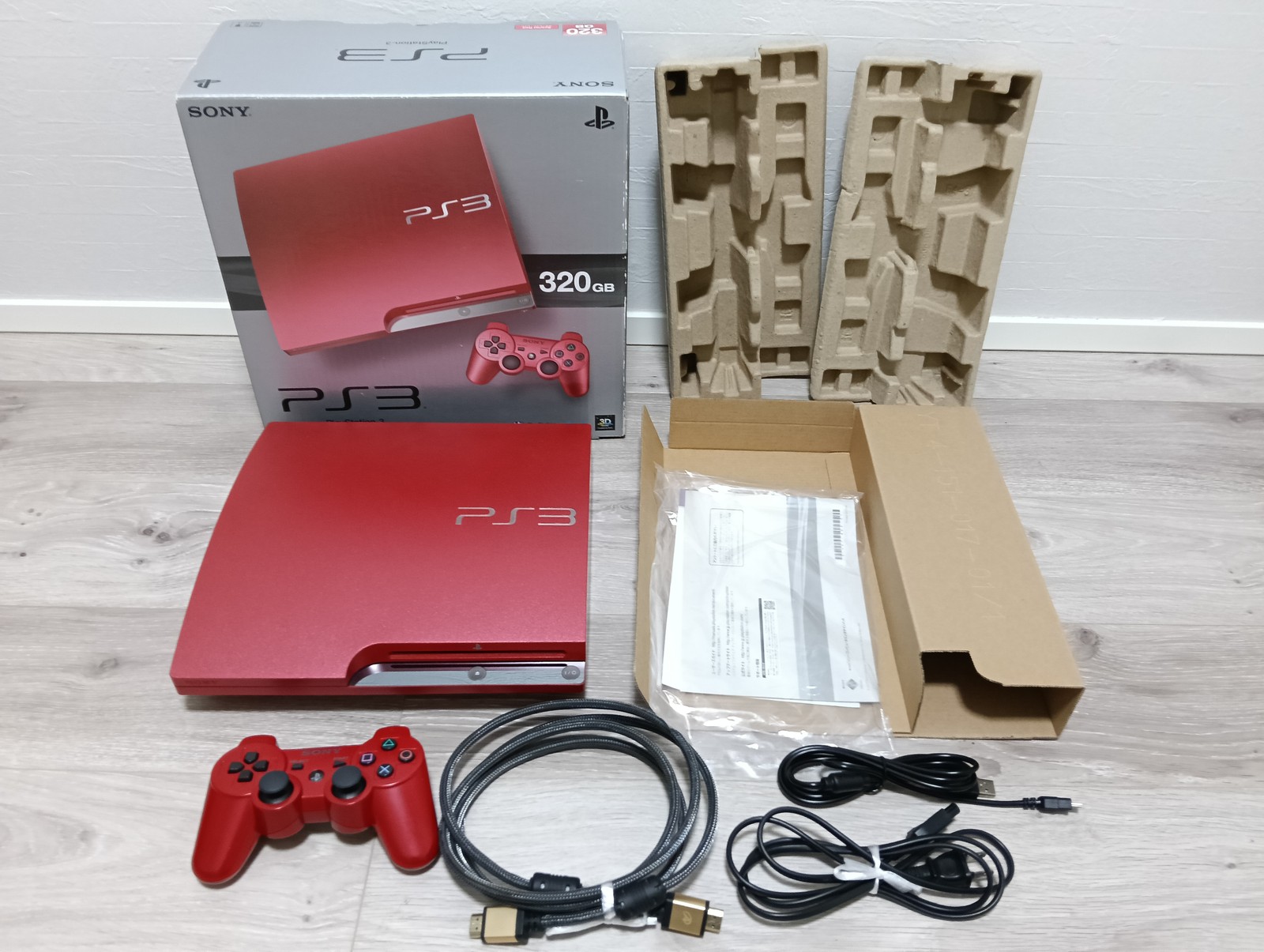 PS3 Slim Console CECH-3000B Scarlet Red 320GB Boxed PlayStation 3 Tested Working