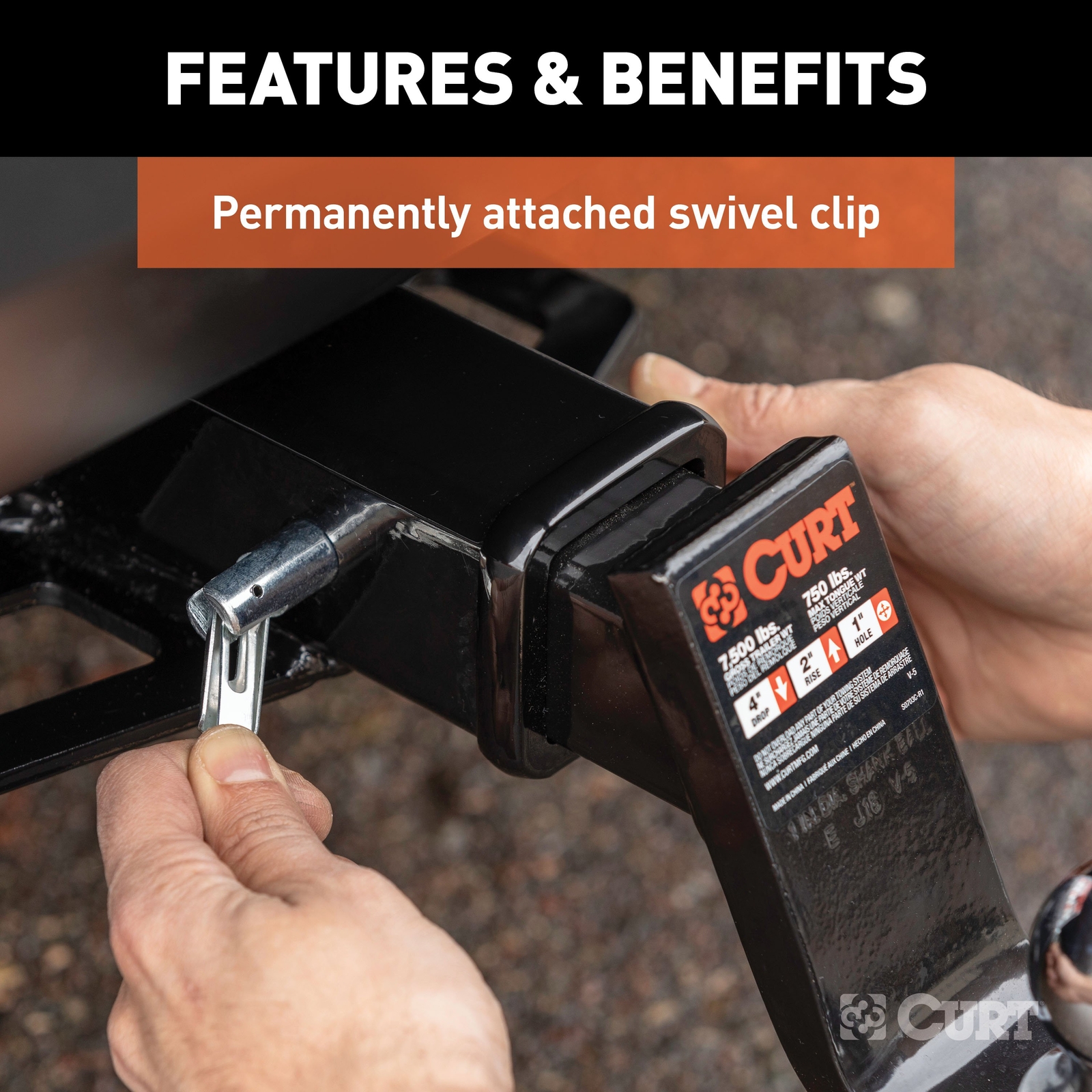5/8" Swivel Hitch Pin (2" Receiver, Chrome, Packaged)