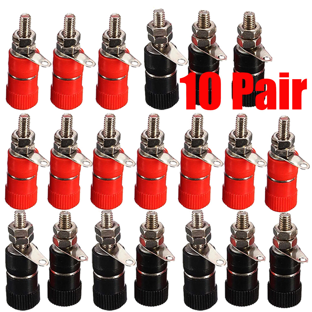 10 Pair 4mm Banana Plug Socket Binding Post Jack Nut Male Connector For Video