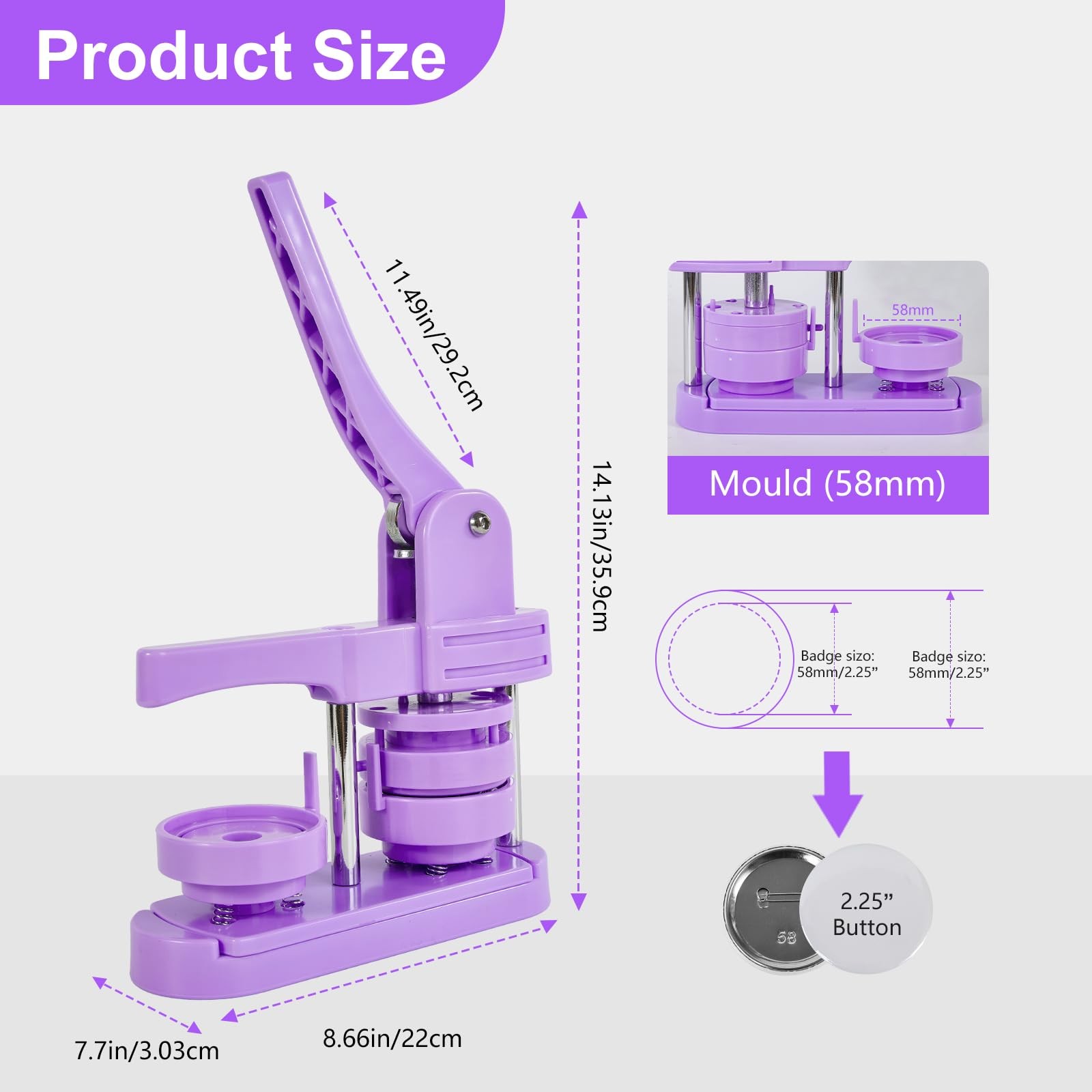 Button Maker Machine 2.25in 58mm - Button Pin Maker Machine Kit for DIY Gifts...