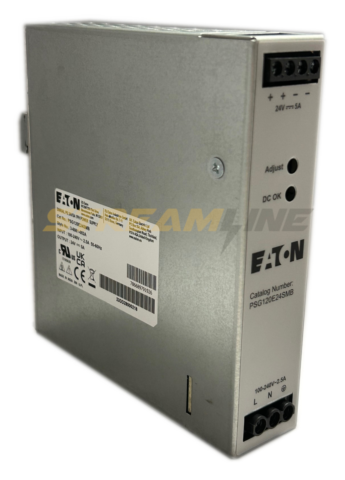 Eaton PSG120E24SMB Power Supply, 100-240 Vac Input, 24 Vdc Output, 120W, 5 Amp