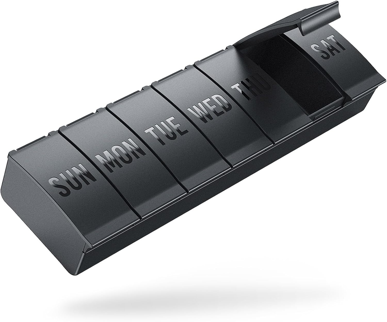 Large Weekly Pill Organizer 7 Day Travel Case for Vitamins Black