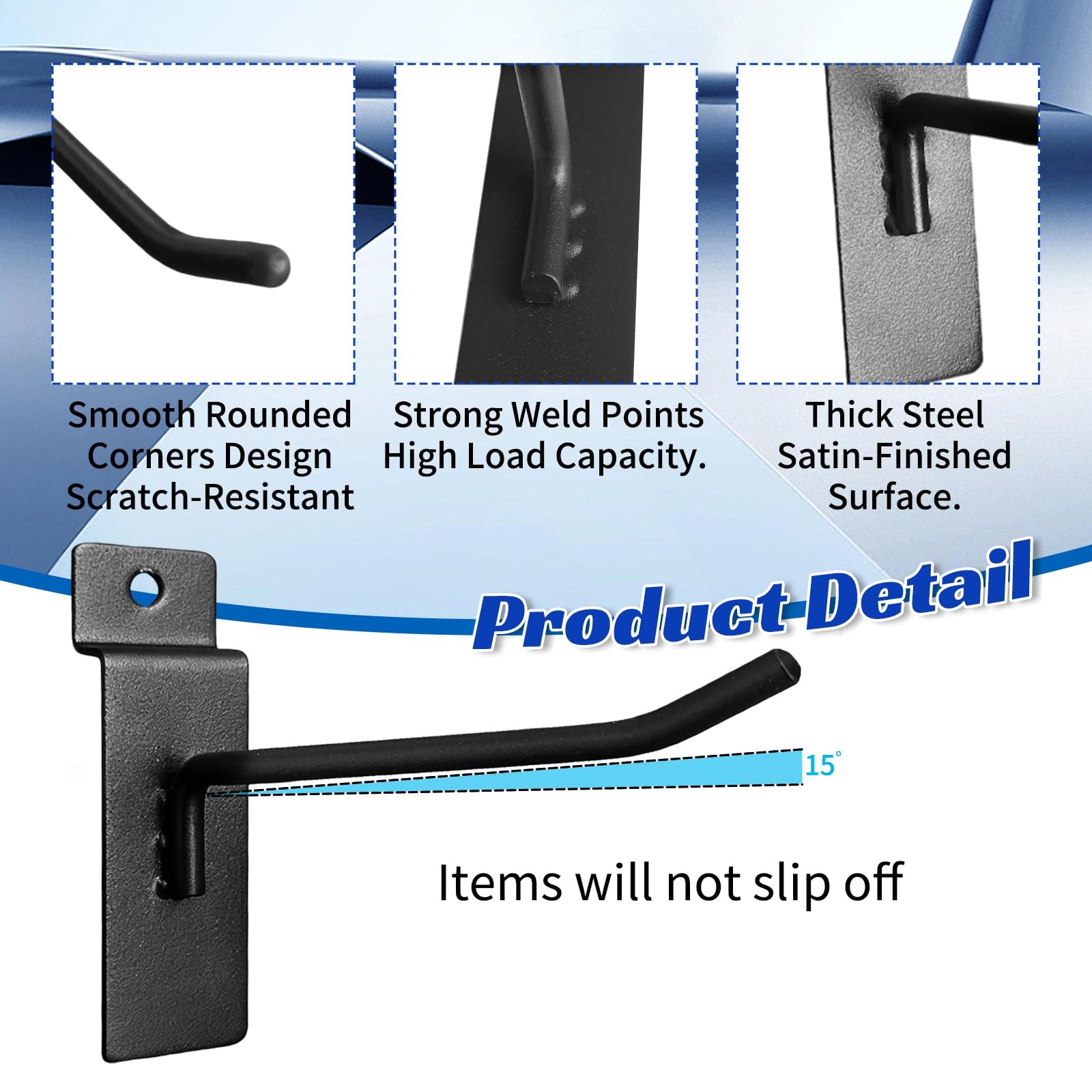 25 Pack 4 Inch Slatwall Hooks,30LB Capacity,Matte Black Finished