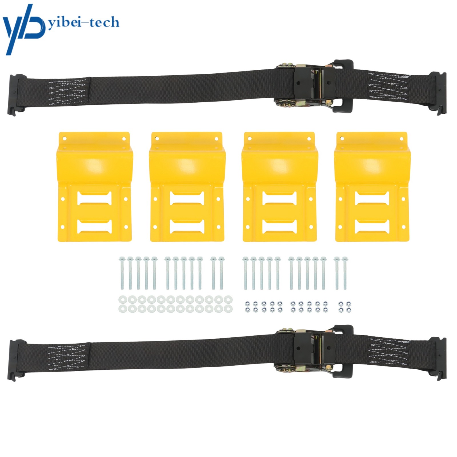 1 Pack Wheel Chock Tie Down E Track System 6' Black Ratchet Straps For Trailers
