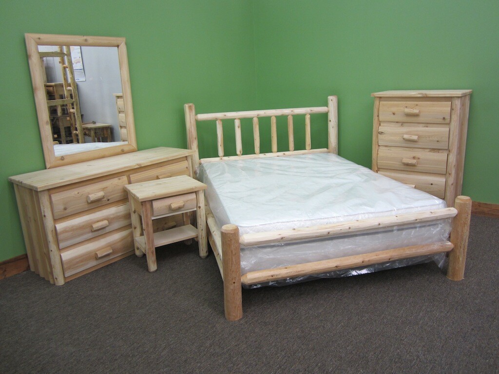 Handcrafted White Cedar Log Bed - Twin - Double Log Side Rails/Free Shipping