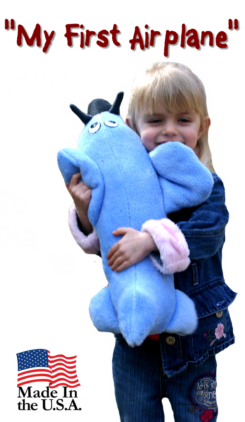 Blue “My First Airplane”, soft & cuddly stuffed fleece, 23 x 13 x 7 inches
