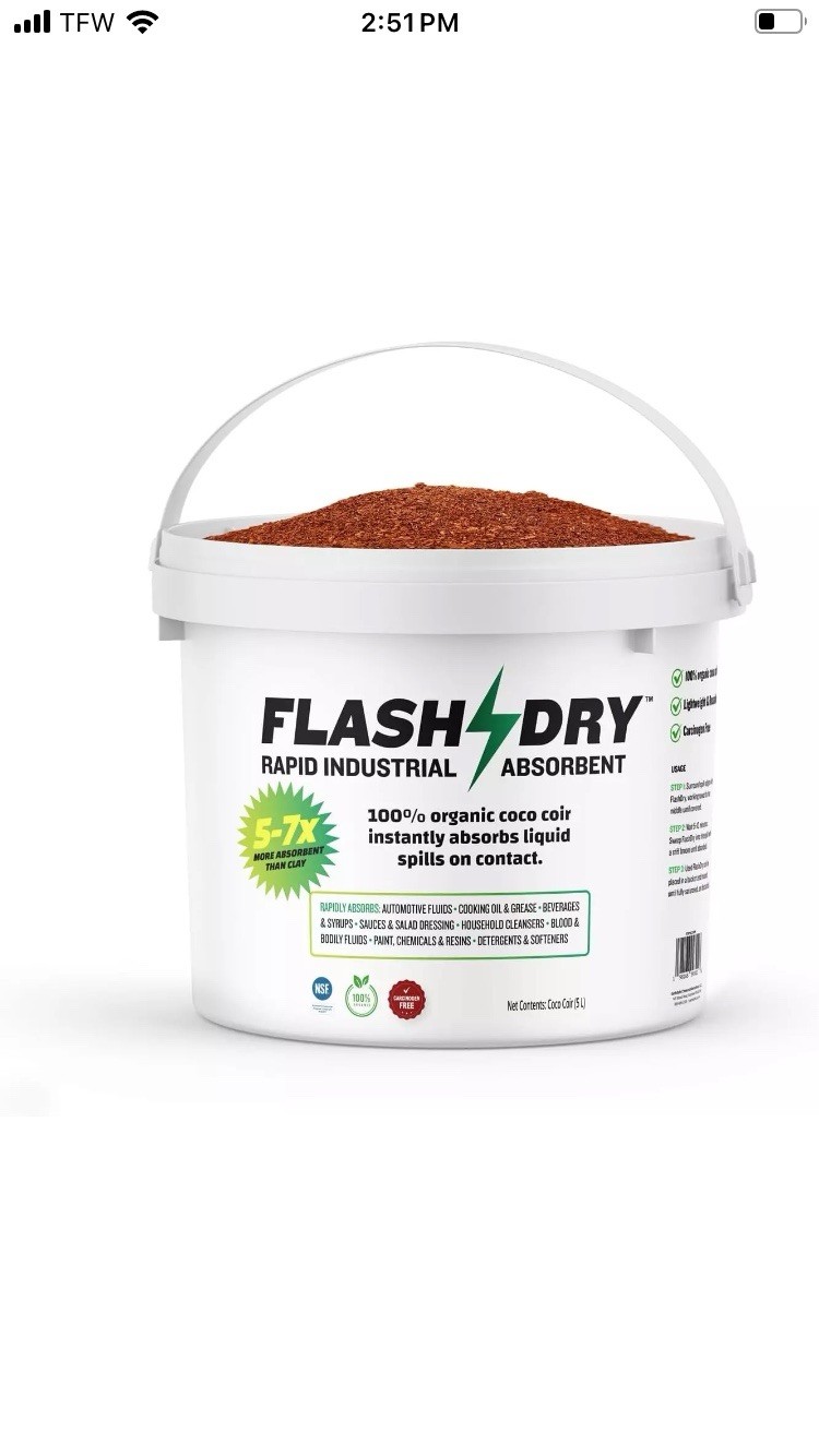 Rapid Industrial Absorbent, Organic Coco Coir, OSHA Safe, Ideal for Oil, Paint..