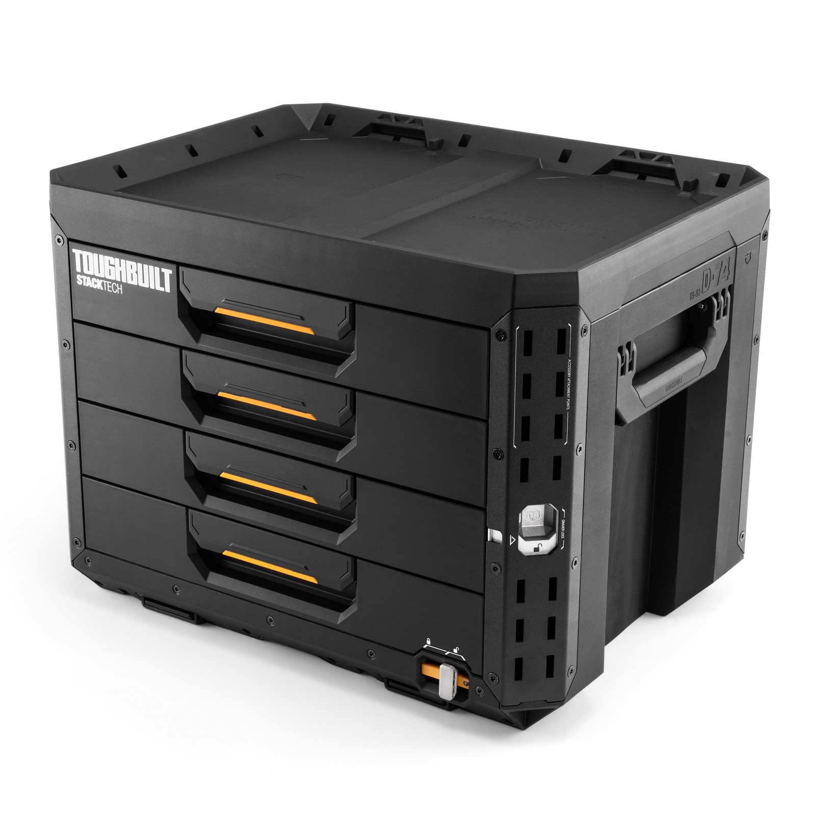 ToughBuilt StackTech 4-Drawer Locking Box, Plastic Storage Tool & Gear Organizer
