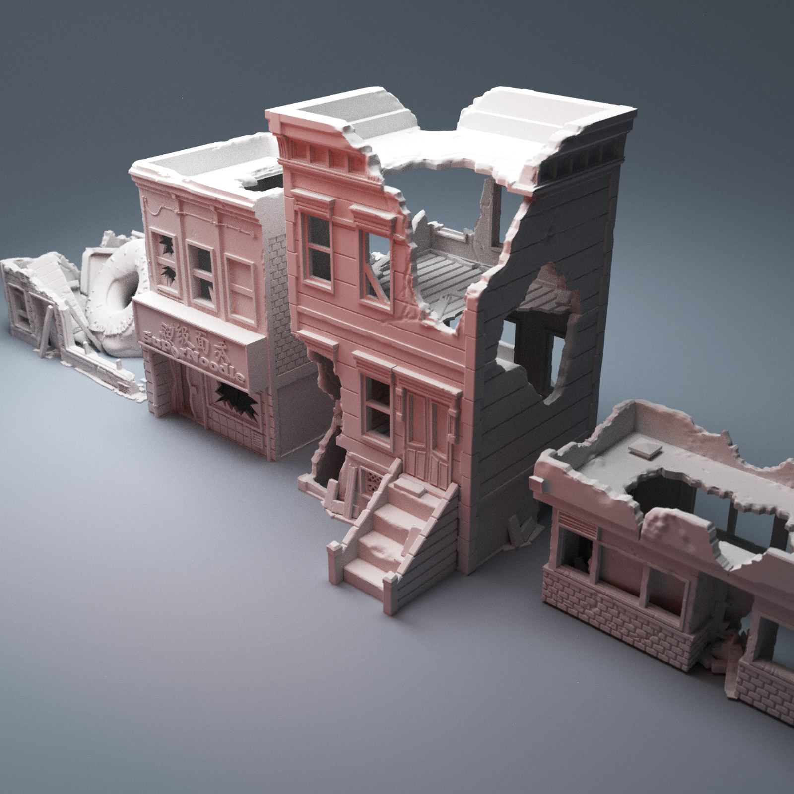 32mm Urban Ruined Buildings Bundle 4 Post-Apocalyptic Fallout Walking Dead MCP
