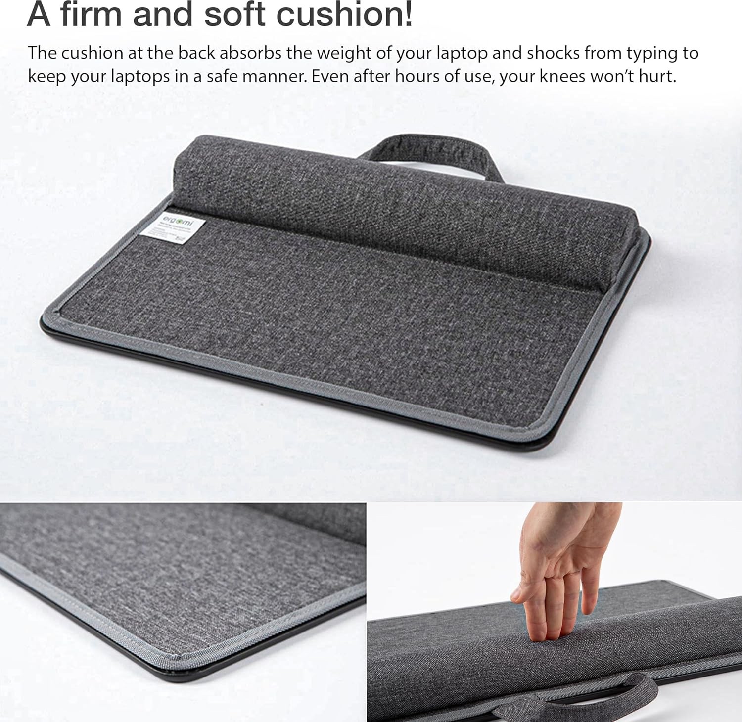 Lap Desk with Soft Cushion and Wrist Rest – Black-Medium