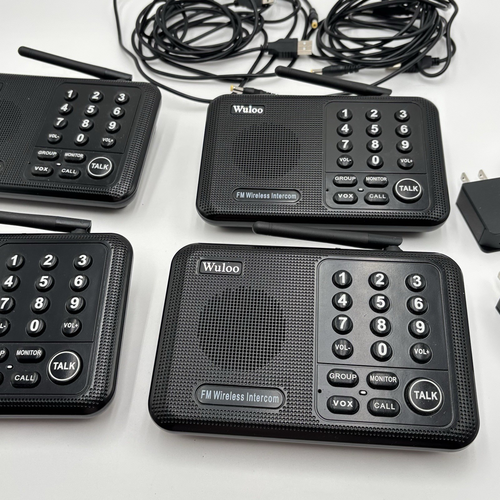 Wuloo Wireless Intercom System for Home 10 Channel 3 Code 1 Mile Range - 4 Sets