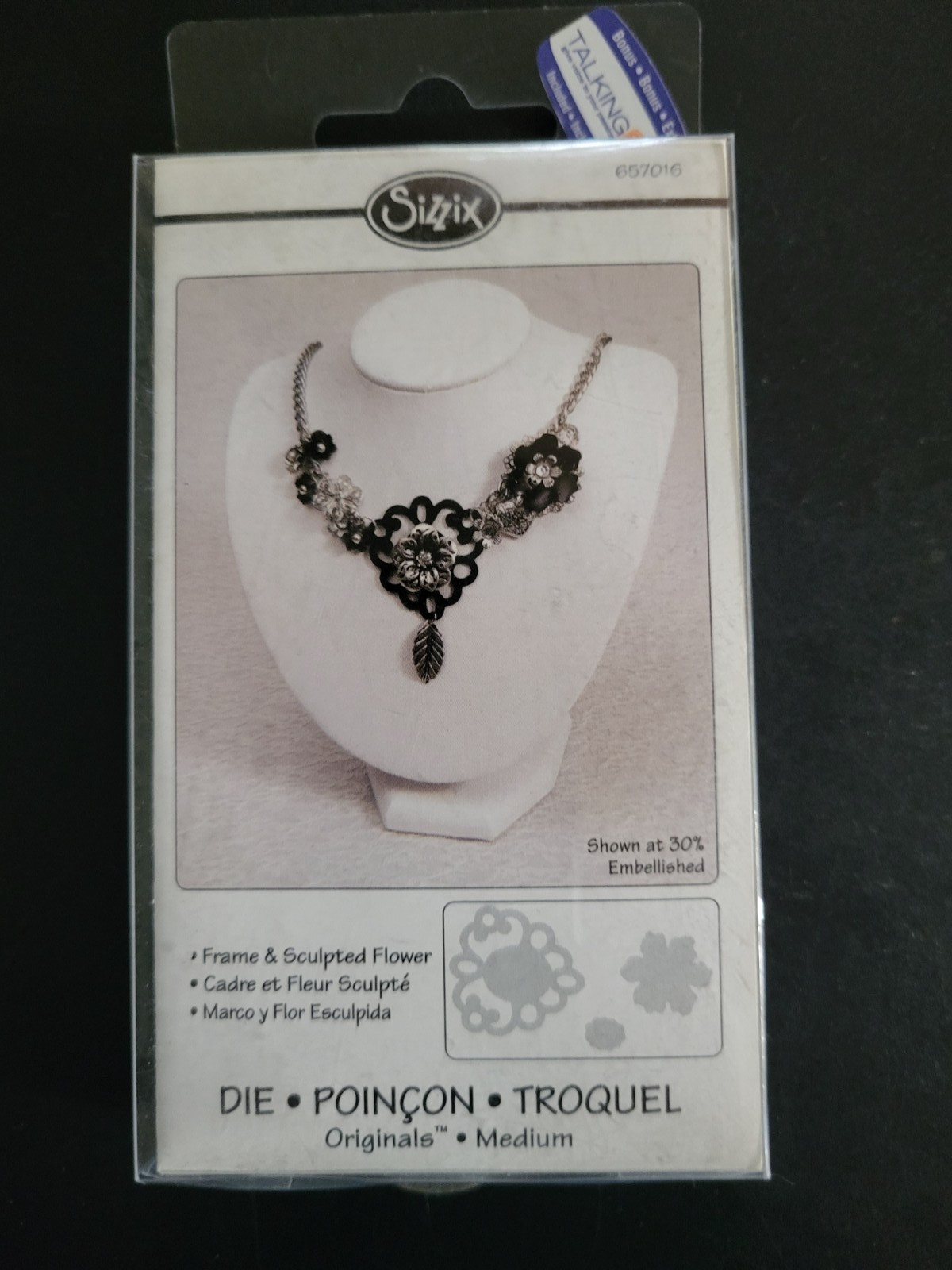 SIZZIX Frame & Sculpted Flower Original Medium Die 657016 Jewelry Making
