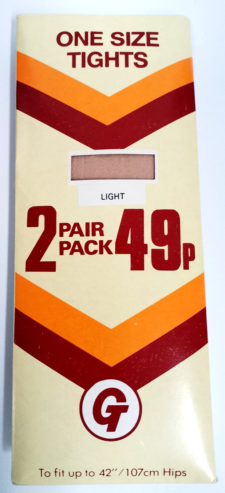 G T Brand 1970s Vintage Light Tan Sheer 2 Pair Pack Tights To Fit Up To 42"Hips