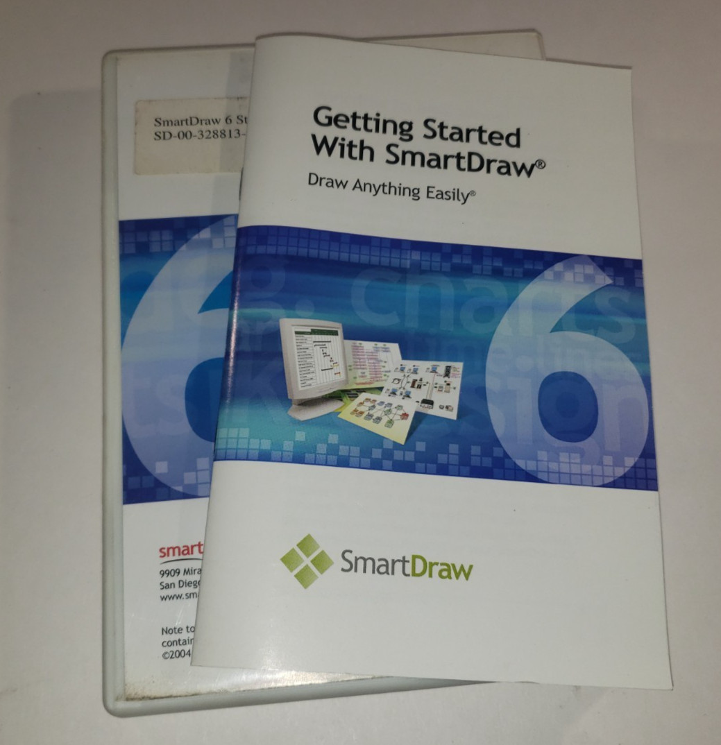 SmartDraw 6 Standard (PC, 2-Disc Set, 2004) with Key and Manual