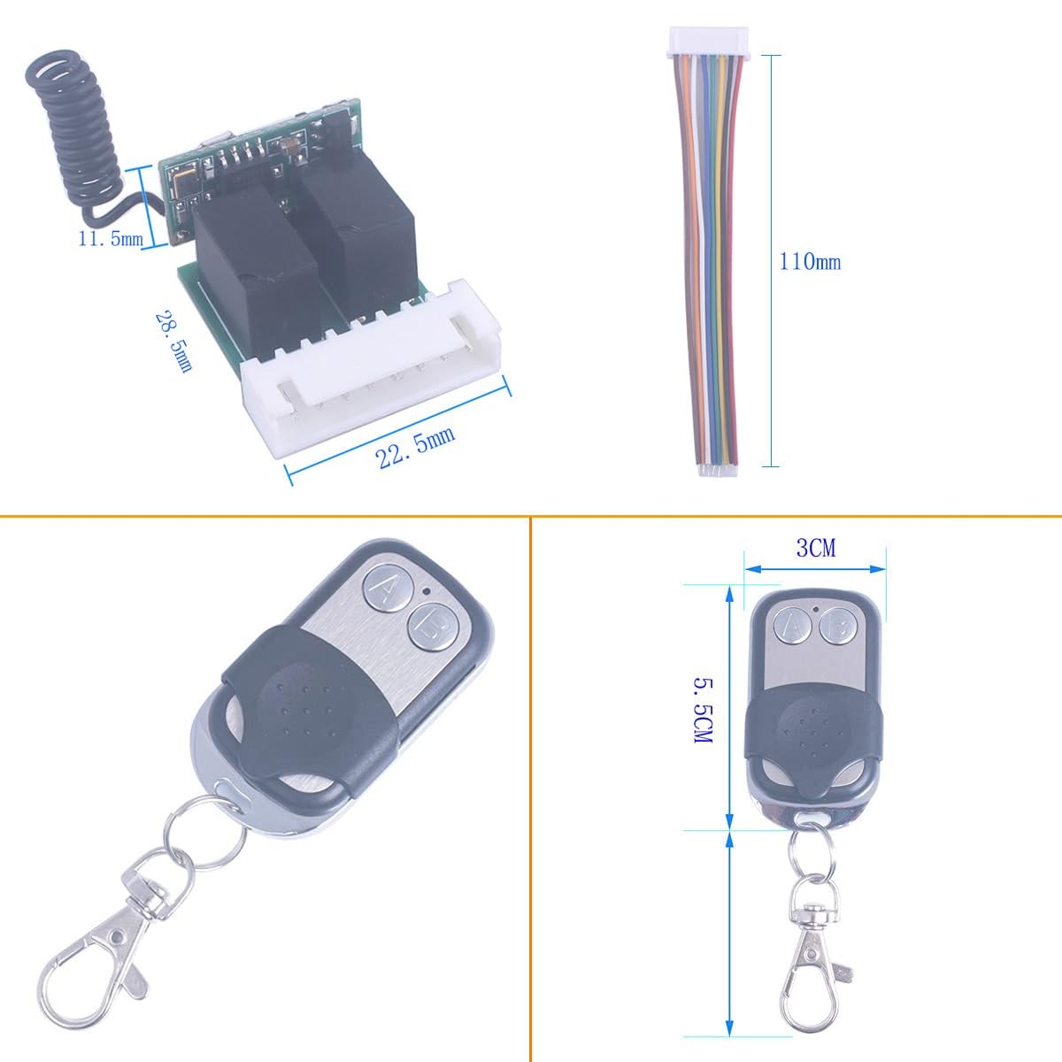 Mini 3.7V-12V 5V 6V 2 Channel Relay Remote Switch Wireless Remote Control Lea...