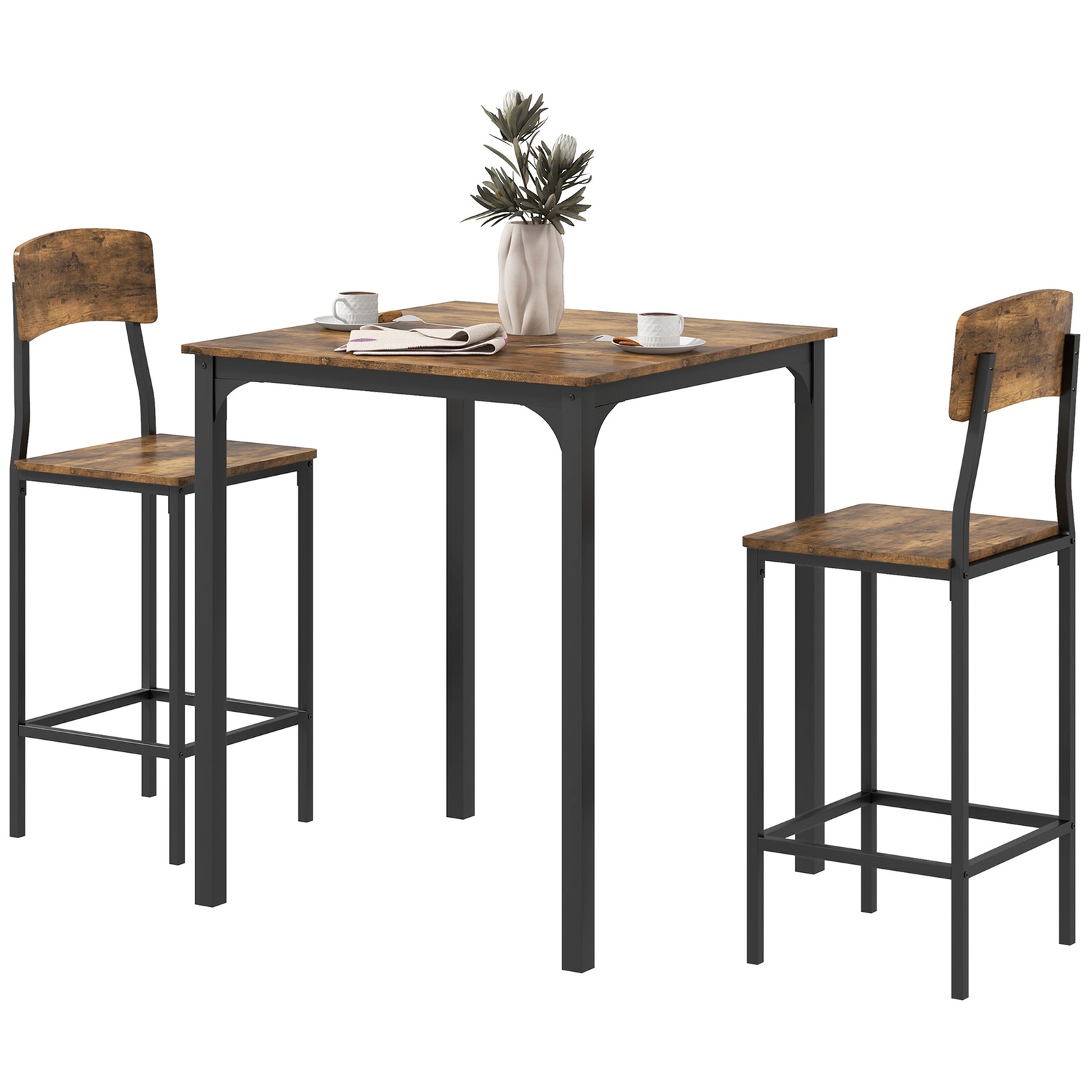 3 Piece Pub Table and Chairs, Small Kitchen Table and Chairs, Square Dining
