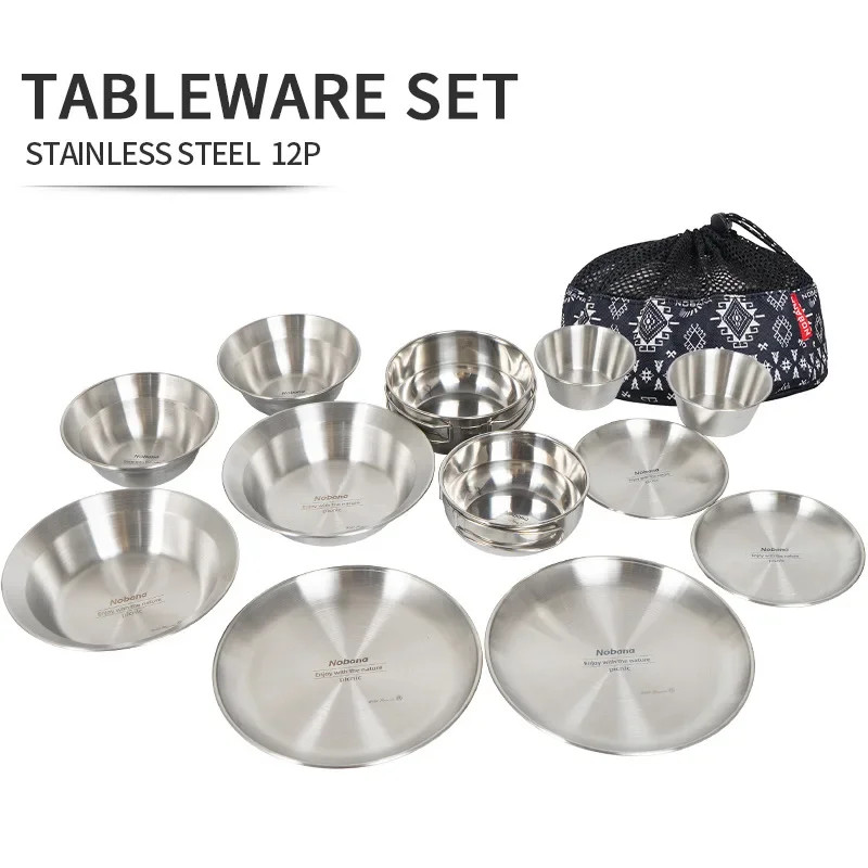 Outdoor Tableware Set 12PCS Portable Camping Tableware Set Self Driving Tour Bar