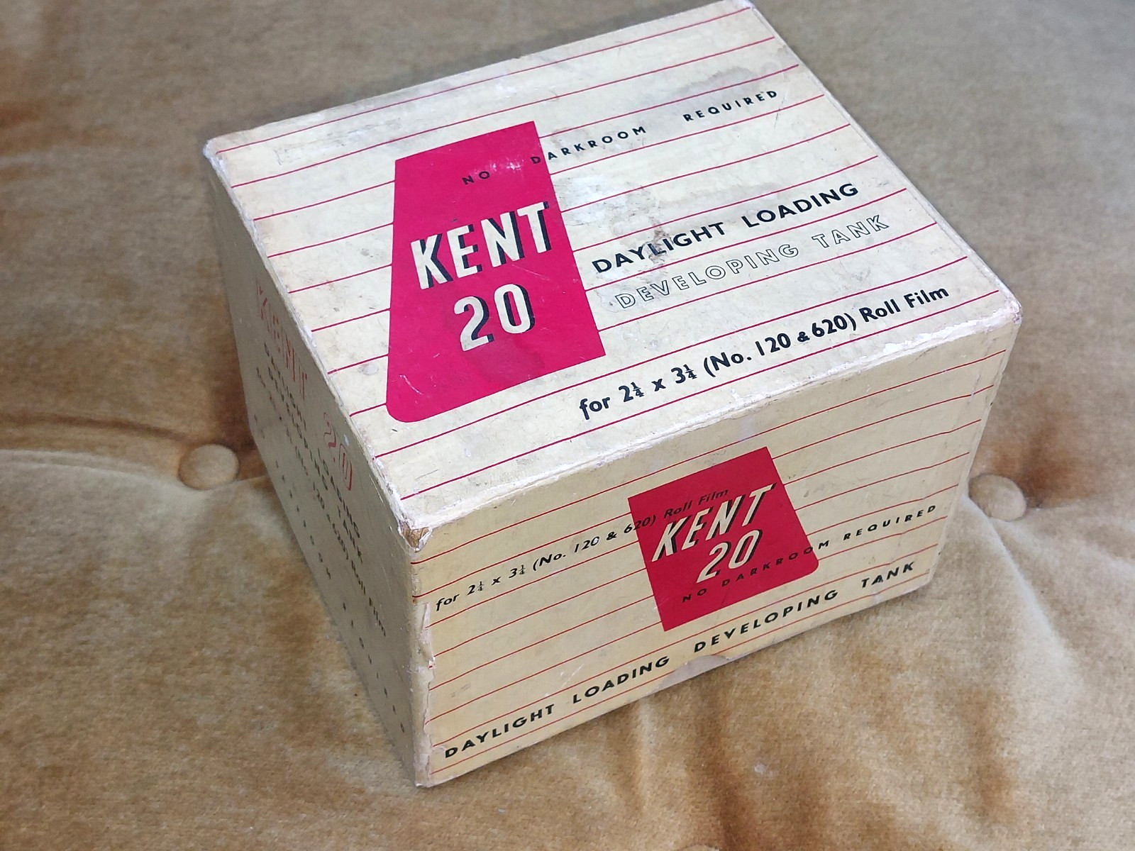 Vintage Photography Kent 20 Daylight Loading Developing Tank, BOX ONLY FILM PROP