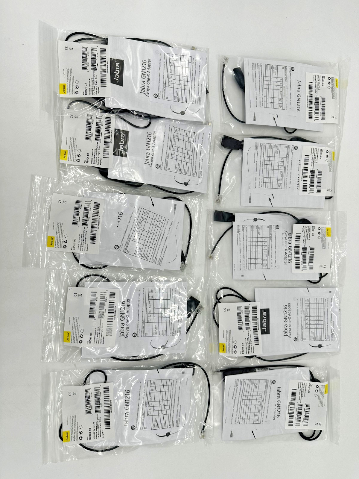 NEW Lot of 10 Jabra GN1216 QD Smart Cord Coiled Headset Cables for Avaya Phones