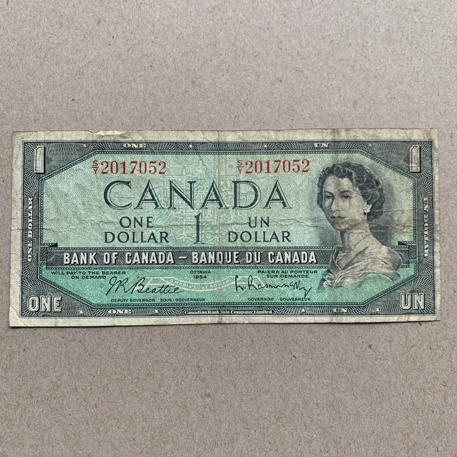 🇨🇦 1954 Canada $1 Dollar Bill Banknote Canadian 1 Dollar Currency Paper Money