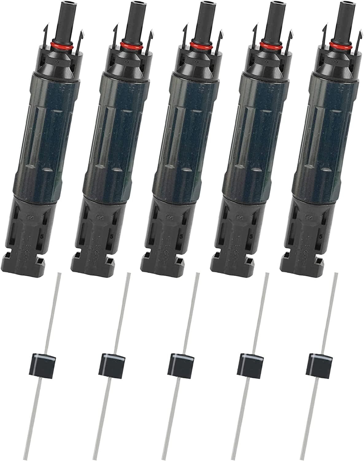 5 PCS PV Solar Panel Connector Male/Female 10A Built-in Diode Inline Fuse Solar