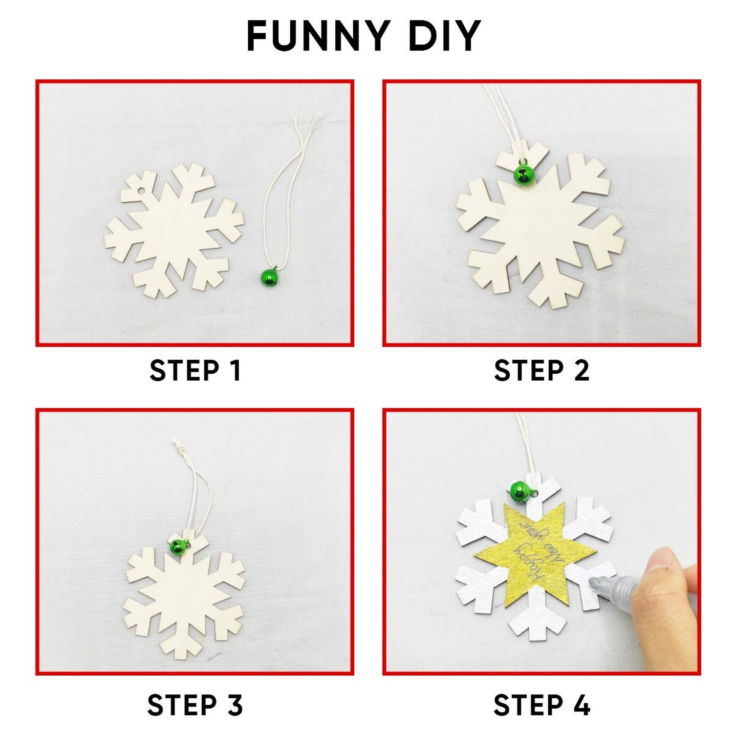 40PCS Christmas Crafts Unfinished Wooden Christmas Ornaments Kit, DIY Ornamen...