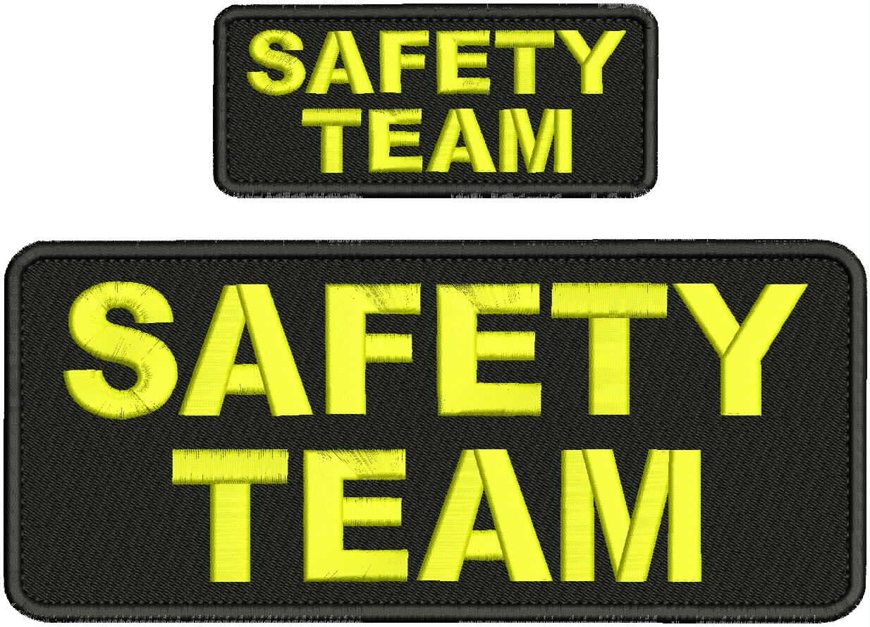 Collectible 2 Embroidery Patch ''Safety Team'' 4x10 and 2x5 Yellow On Black
