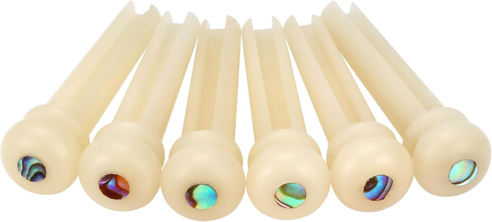 Blisstime 6Pcs Unbleached Guitar Bone Bridge Pins Natural Bone Color Replacement
