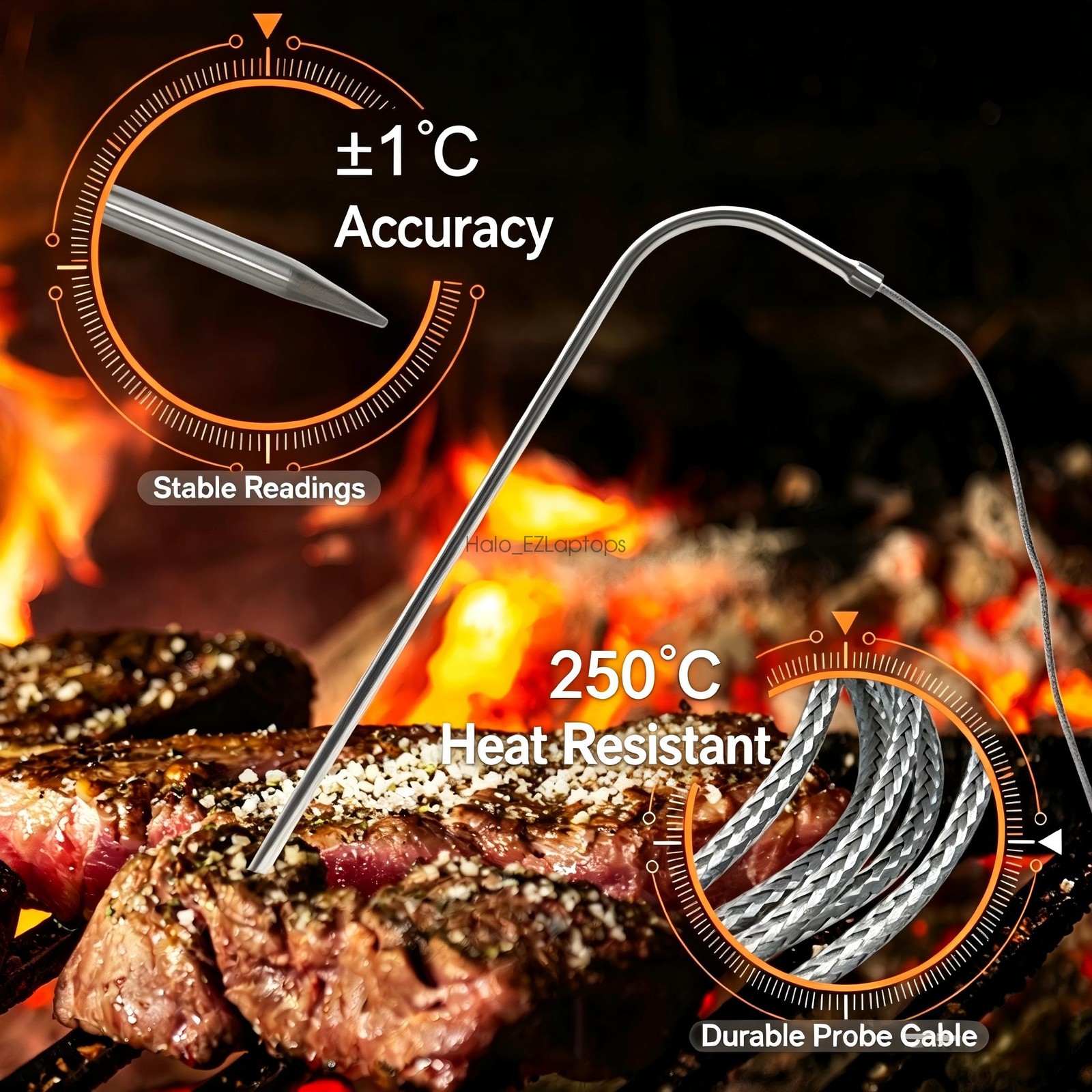 Remote Digital Kitchen Thermometer Timer Probe Meat Food Cooking Tool