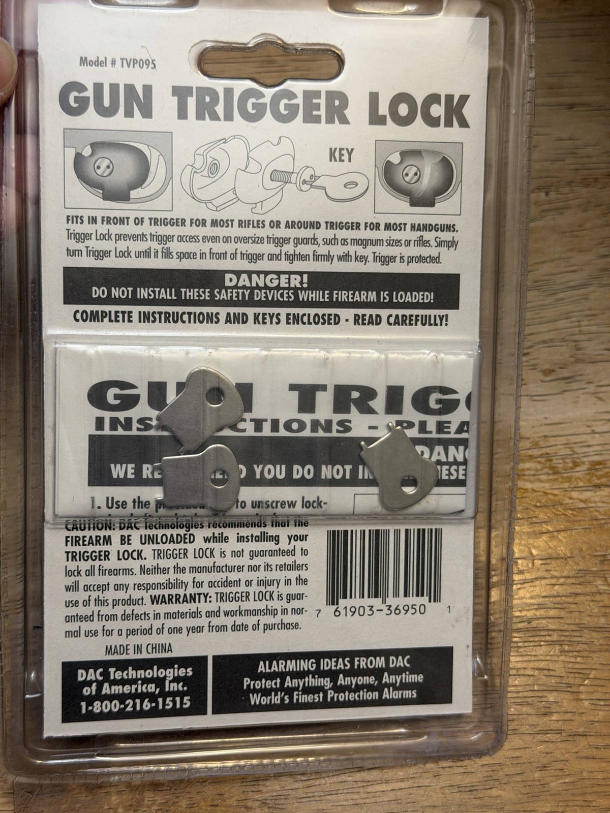 DAC Gun Trigger Locks with Key 3 Trigger Locks New Sealed TVP095