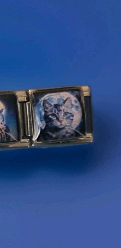 Cat Moon Italian Charm Stainless Steel 9MM Silver Color