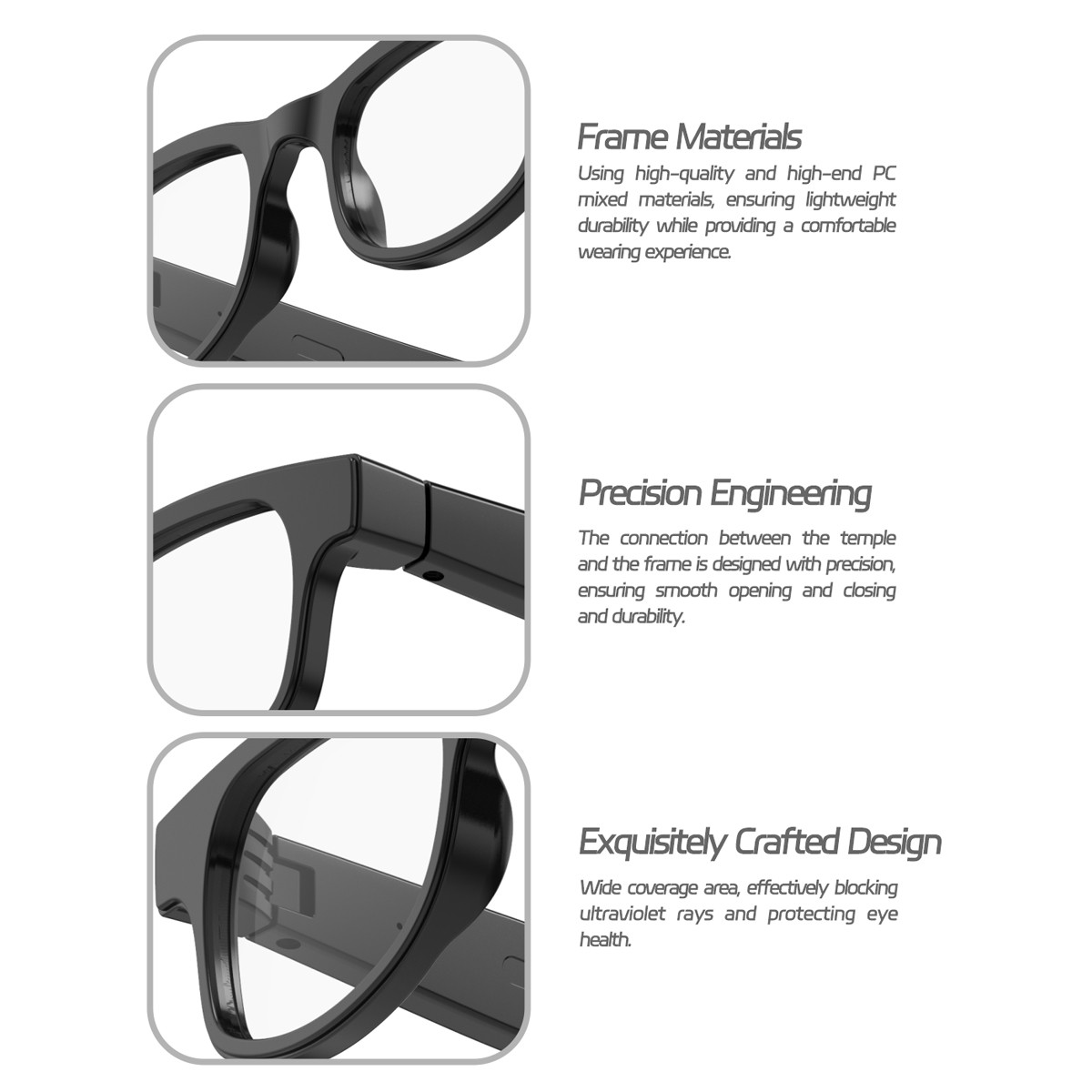 Bluetooth 5.4 Sunglasses Wireless Headphones Touch Stereo Speaker Smart Glasses