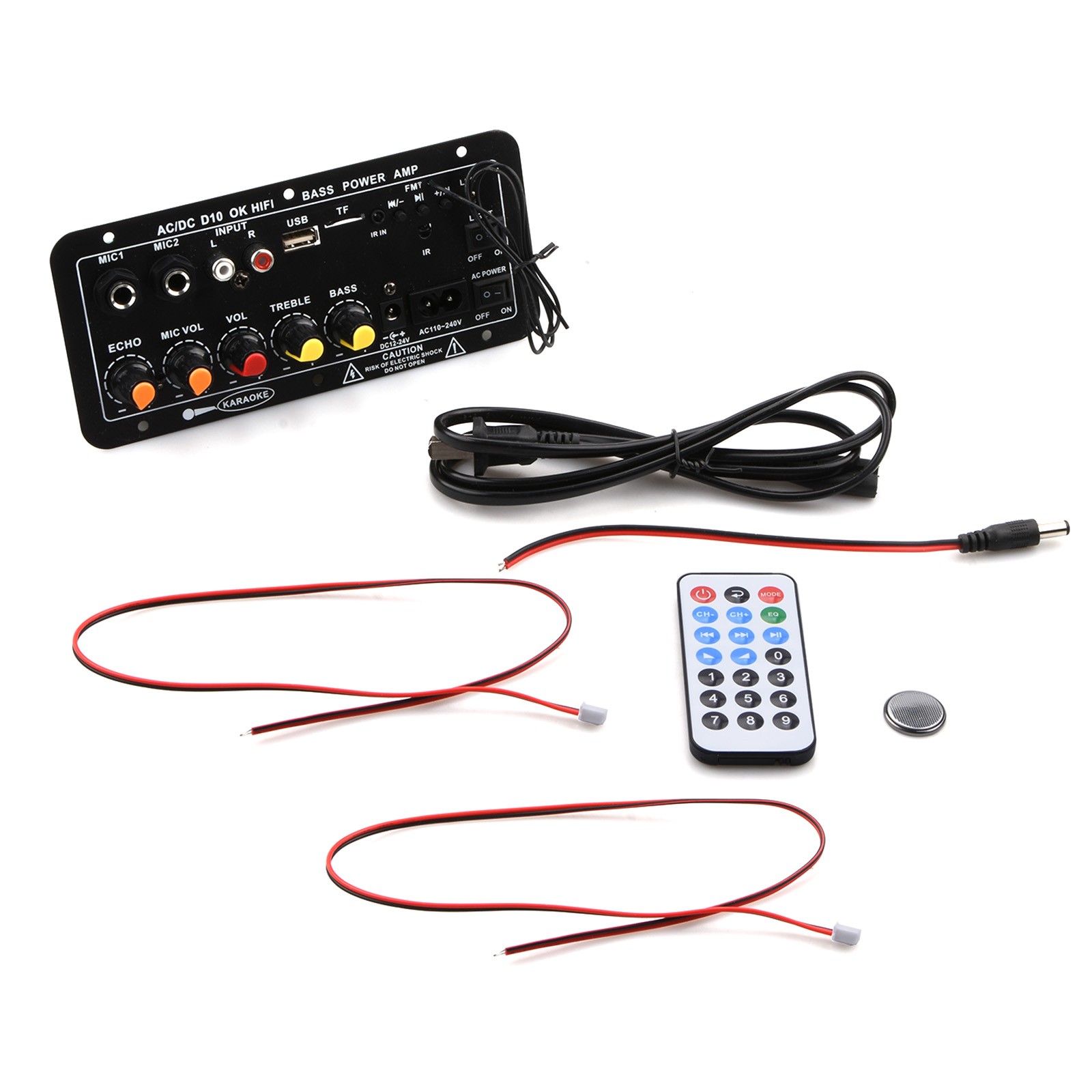 1set Audio Amplifier Board Bluetooth/3.5mm RCA/U disk/TF/MIC Input Support