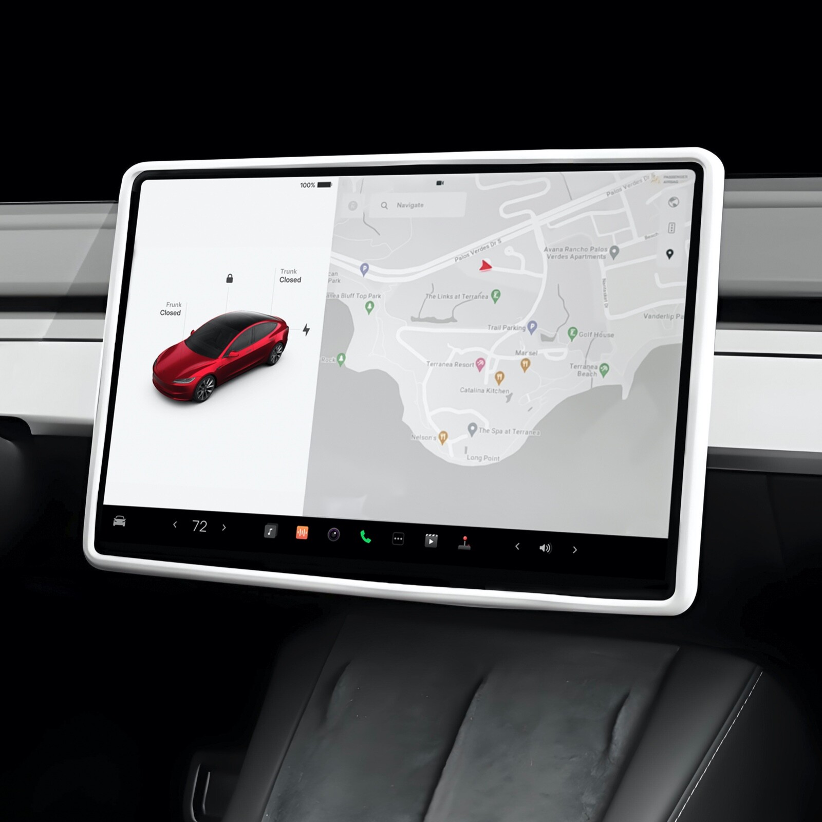2 Pack Silicone Screen Frame Protector for Tesla Model Y & Model 3 2017-2024