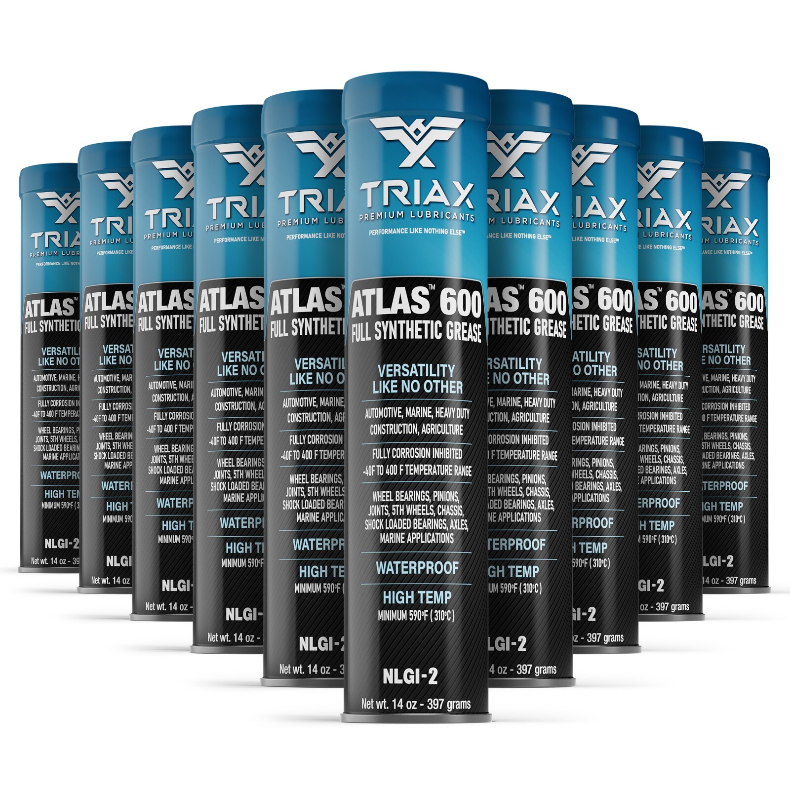 TRIAX Atlas 600 Grease, Full Synthetic High Temp NLGI-2, 14 Oz (10 Tube Pack)
