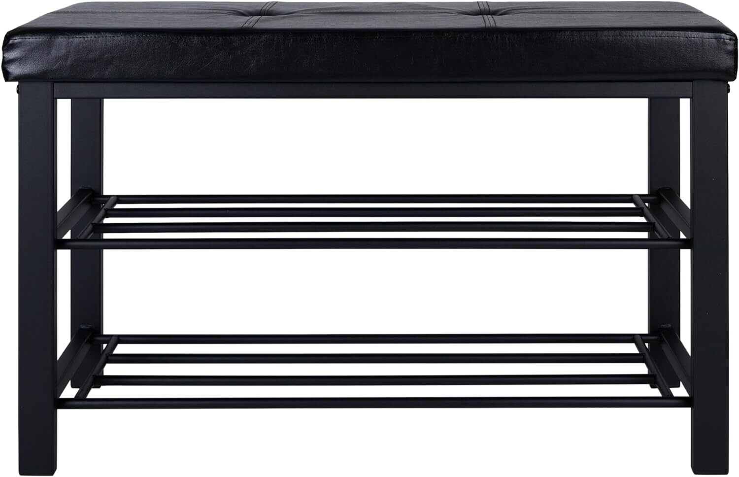 Simplify Storage Bench, Shoe Rack, Ottoman, Tufted, Padded Seating for Black