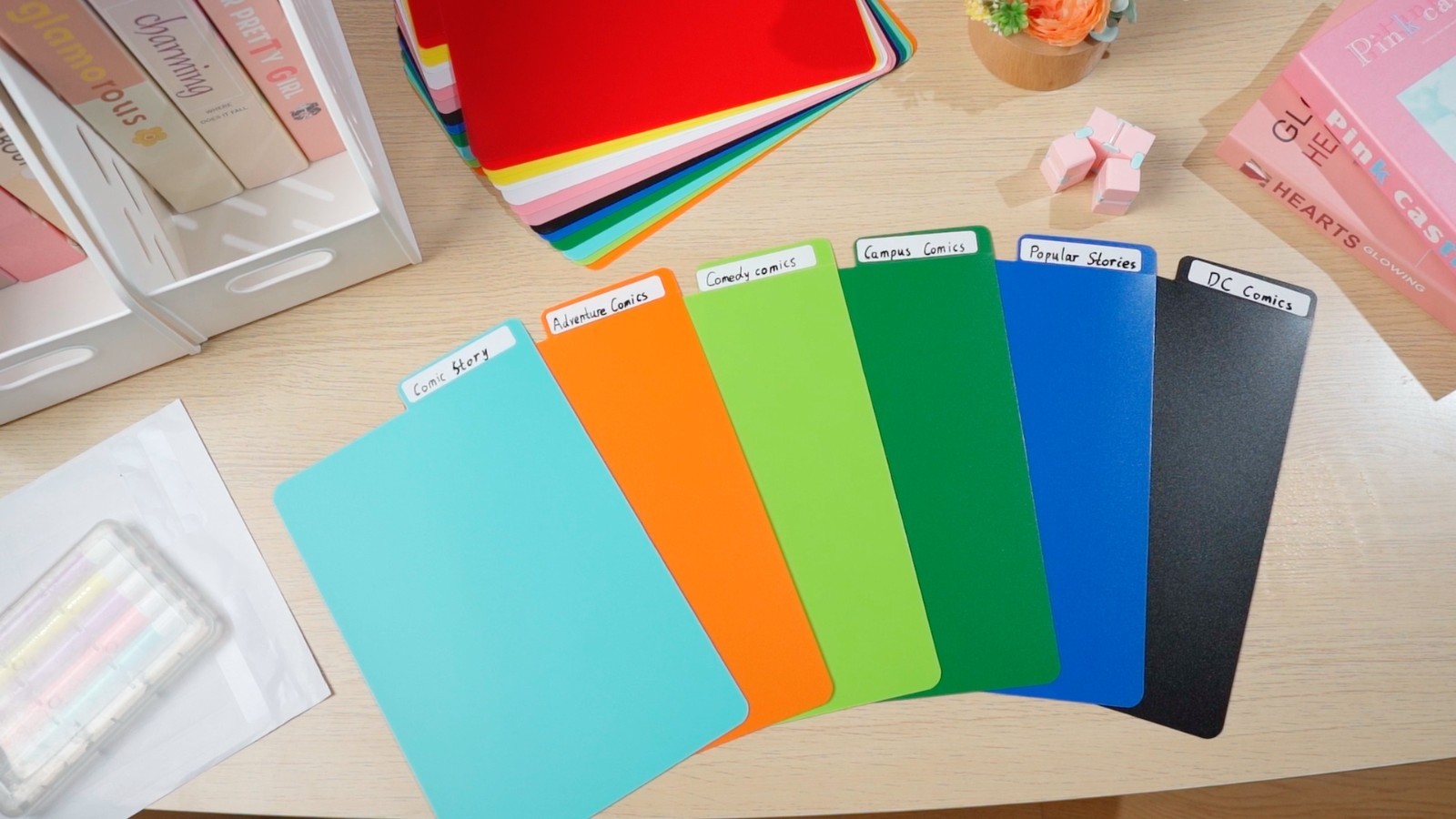 Multicolor Comic Book Dividers - Frosted Card Separators with Tabs, 100 Pcs, 7.2