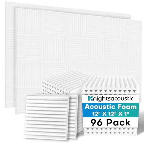 96 Pack Sound Proof Foam Panels for Walls, 1 X 12 X 12 Inches 96Packs ALL White