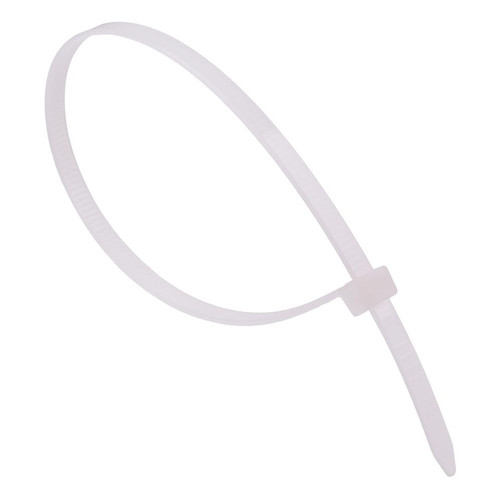 4.8mm x 250mm White Natural Zip Cable Tie - Pack of 100