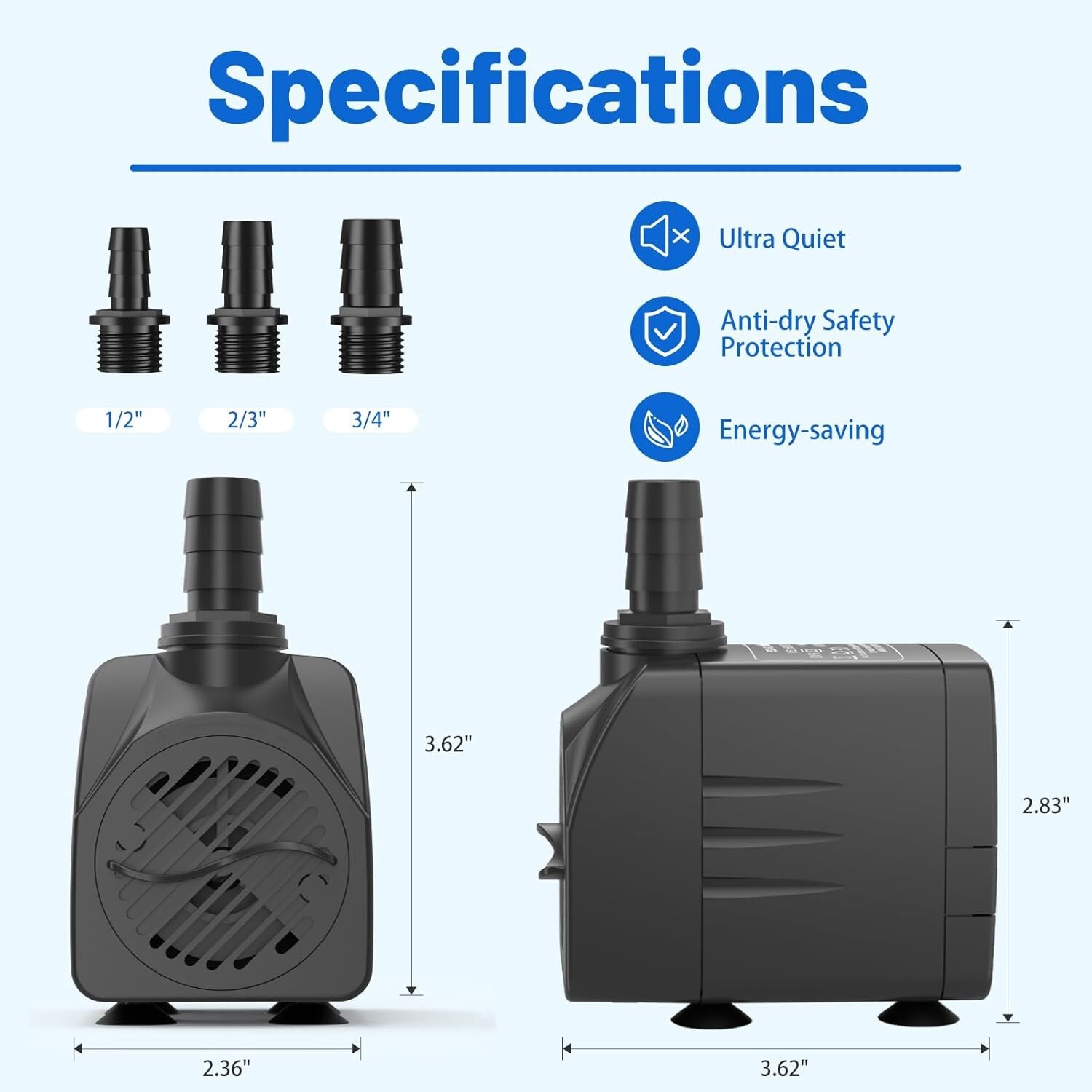 Ultra Quiet 400GPH Pond Pump with Temperature Control - Reliable & Efficient