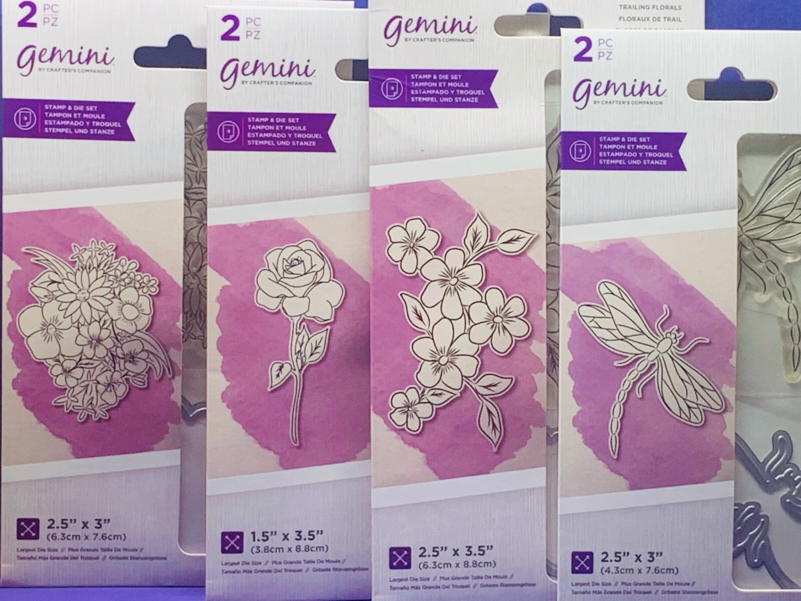 NEW Crafter's Companion die & stamp ~ FLOWER BOUQUET~ ROSE ~ FLORALS ~ DRAGONFLY