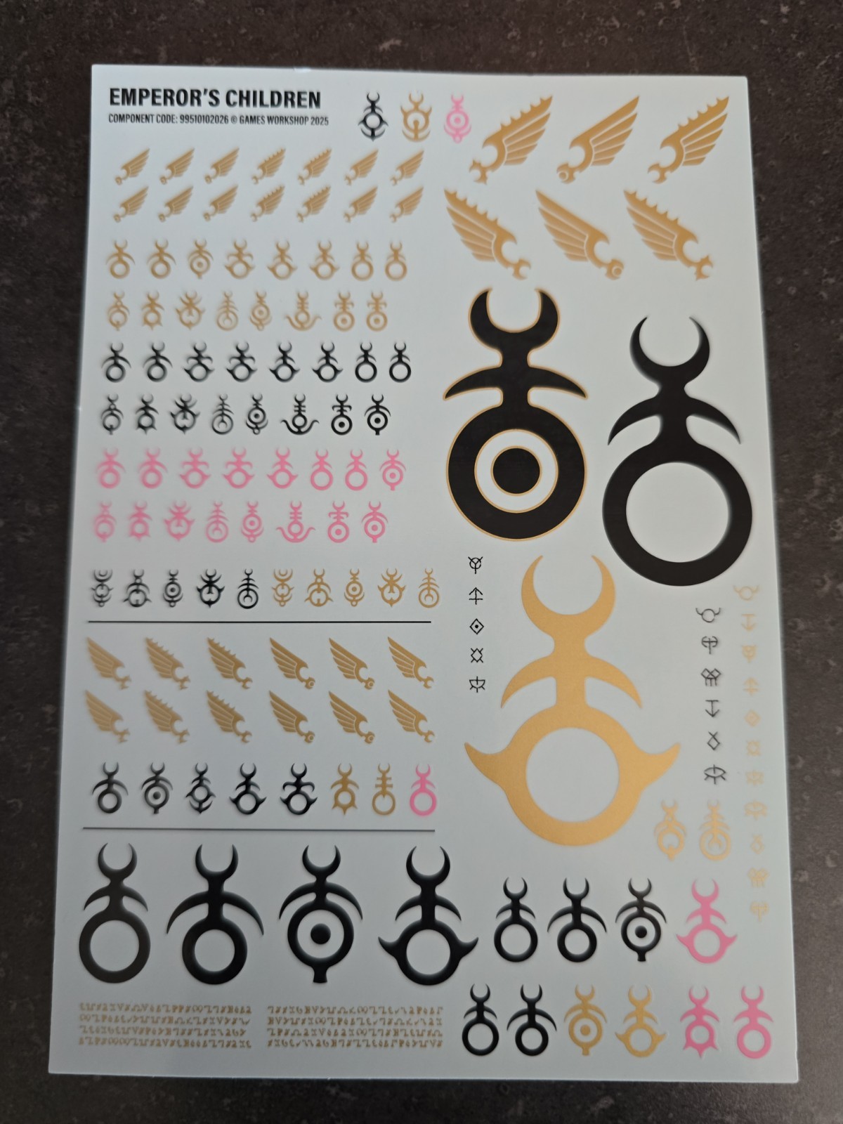 Emperor's Children 2025 Chaos Space Marines Transfer Sheet Decal Warhammer 40k