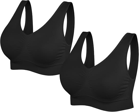 2 PACKS SIMIYA Super Comfort Bra Women Sports Bras Removable Pads Plus Size BRA