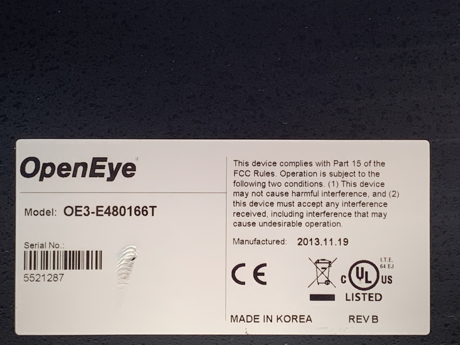 OpenEye Digital Video Recorder OE3-E480166T