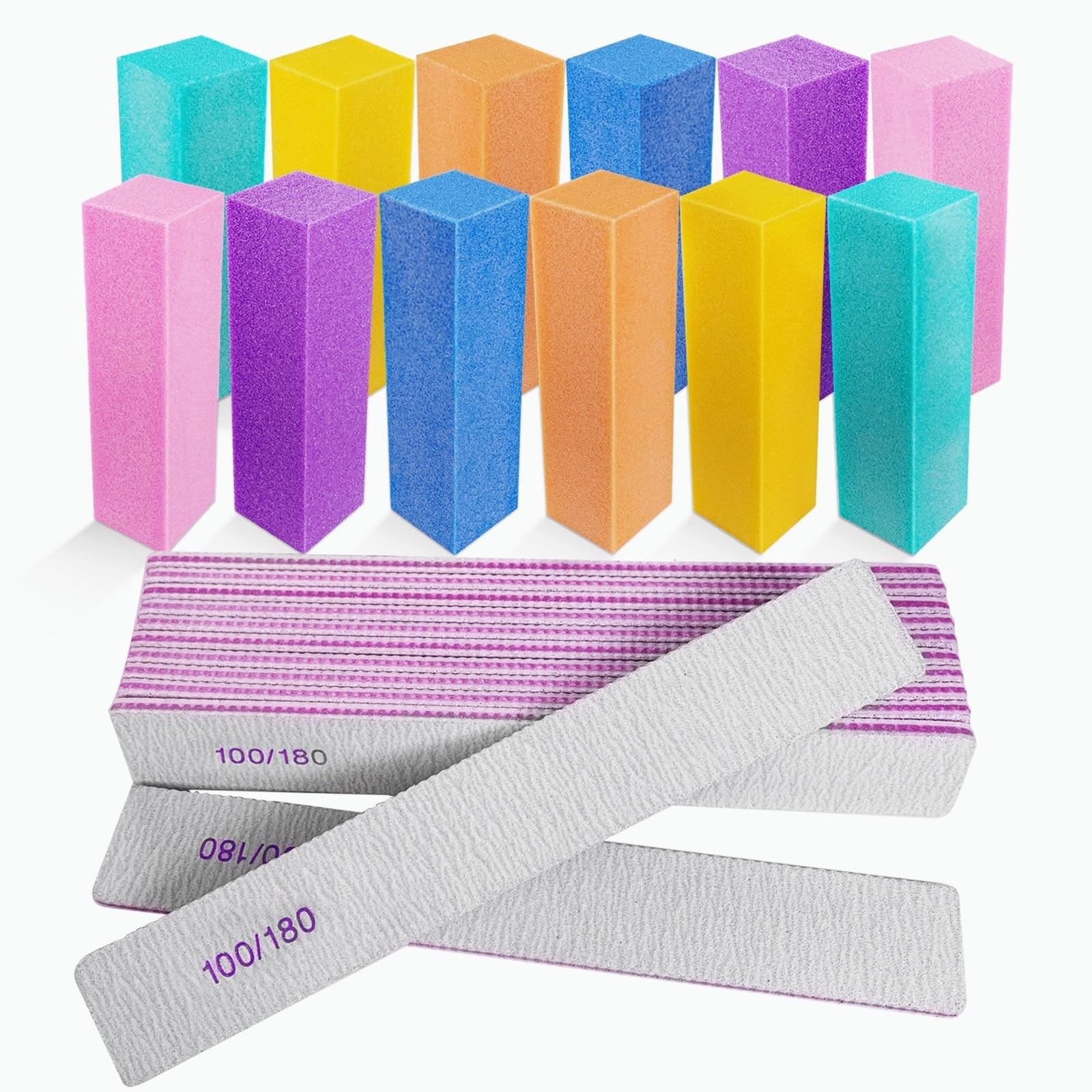 Nail Files and Buffers (24 Pack), Nail Buffer Block Nail File Set for Acrylic...