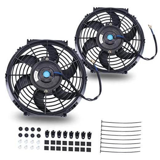 10 Inch Universal Slim Fan Push Pull Electric Radiator 12V 10 Inch-2PCS Black