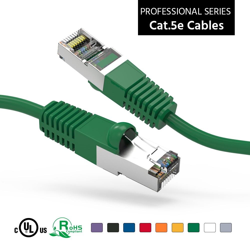 5Ft CAT5E Shielded (FTP) Ethernet Network Booted Cable Green