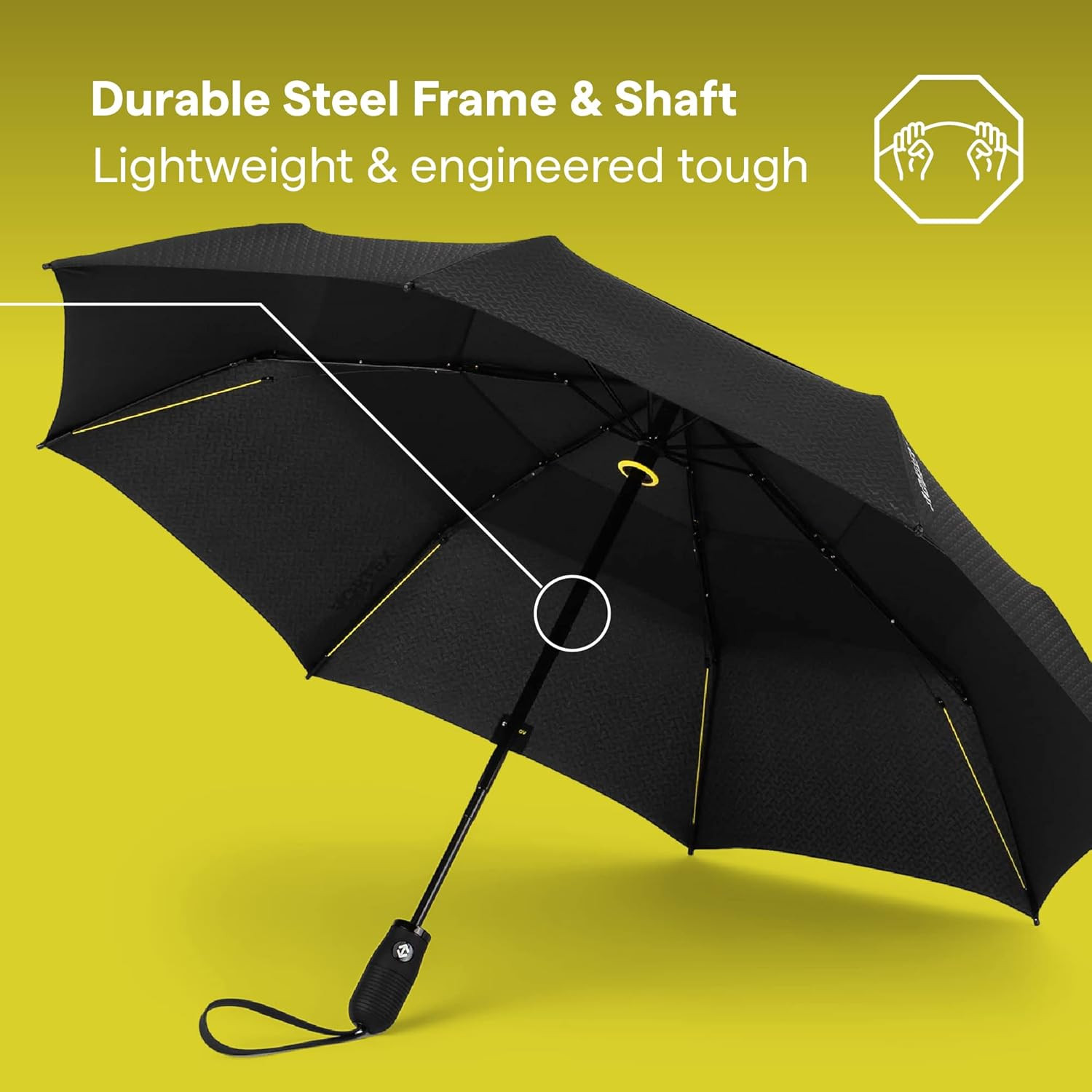Vortex Compact Umbrella - 11" Fold, 43" Arc, One-Hand, Windproof 75 Mph