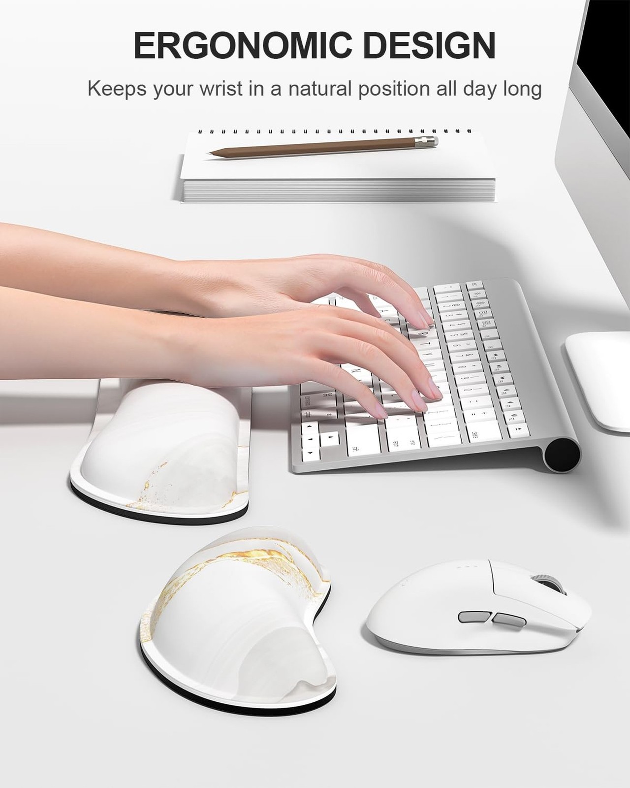 Auhoahsil Large Mouse Pad with Wrist Rests for Keyboard & Mouse, Thick Soft E...