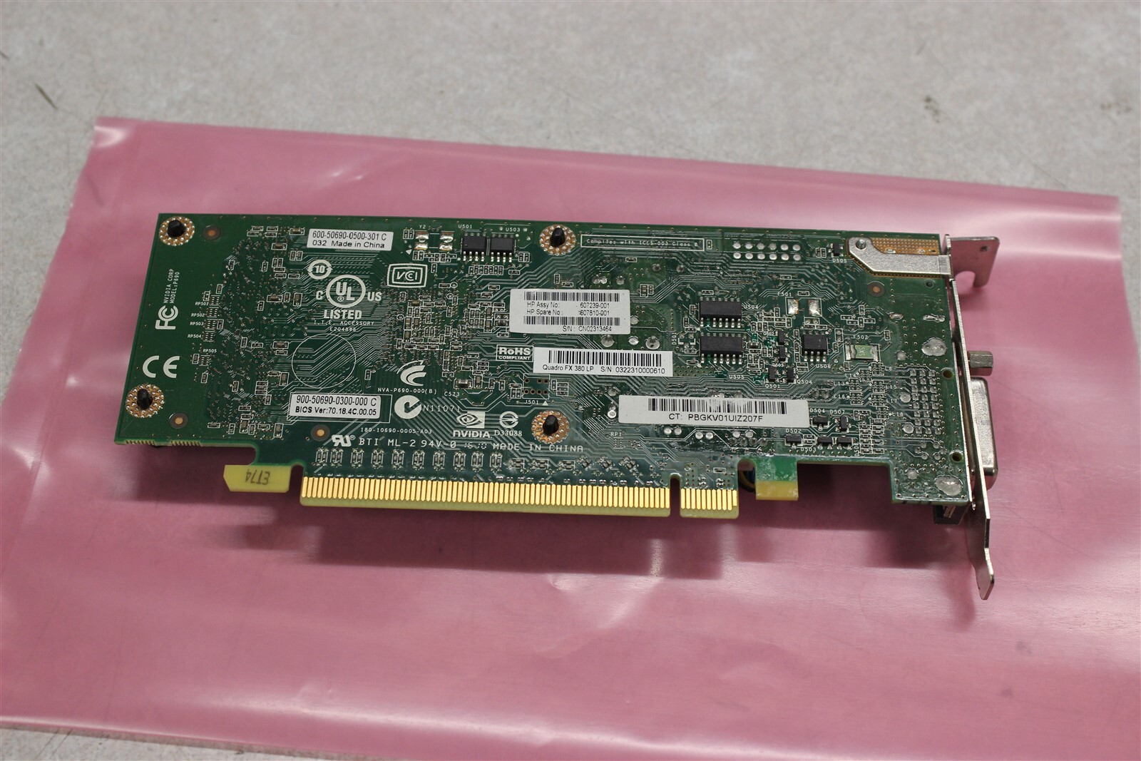 Nvidia Quadro FX 380 LP PCIE Low Profile Graphics Adapter 607239-001